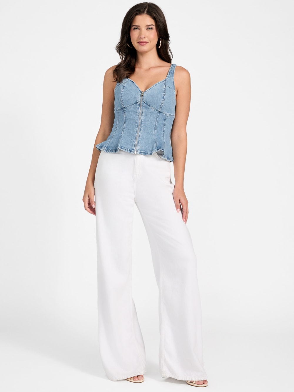 Anika Denim Peplum Top - Guess