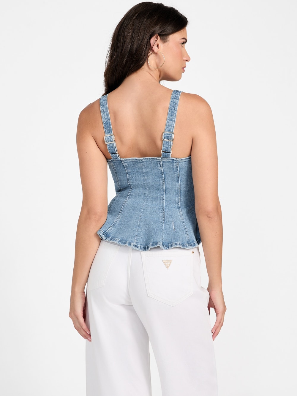 Anika Denim Peplum Top - Guess