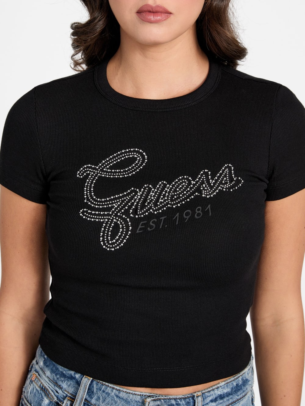 Logo Rhinestones t-shirt - Guess