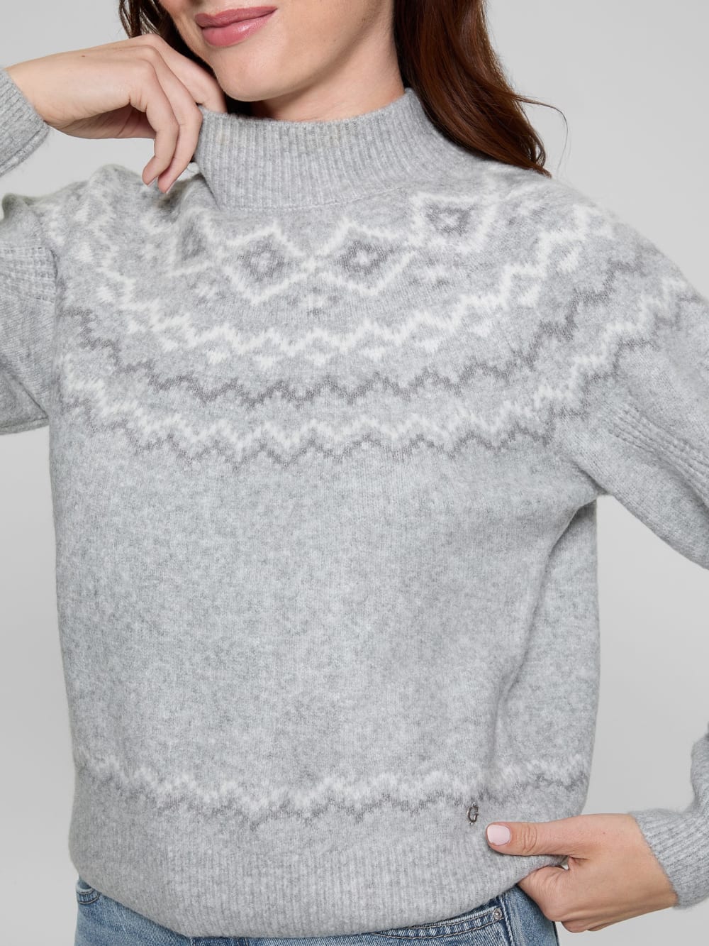 Mock-Neck Wool-Blend Pullover Sweater - Guess