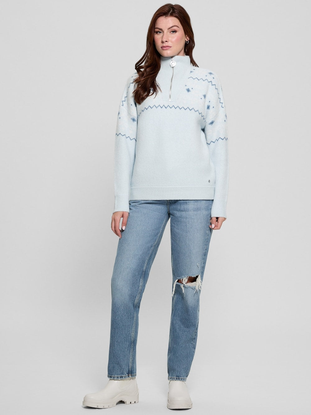 Half-Zip Wool-Blend Pullover Sweater - Guess
