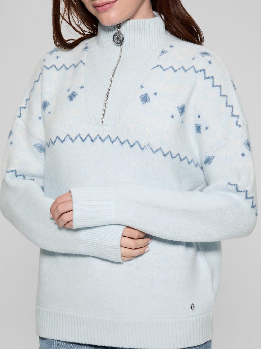 Half-Zip Wool-Blend Pullover Sweater - Guess
