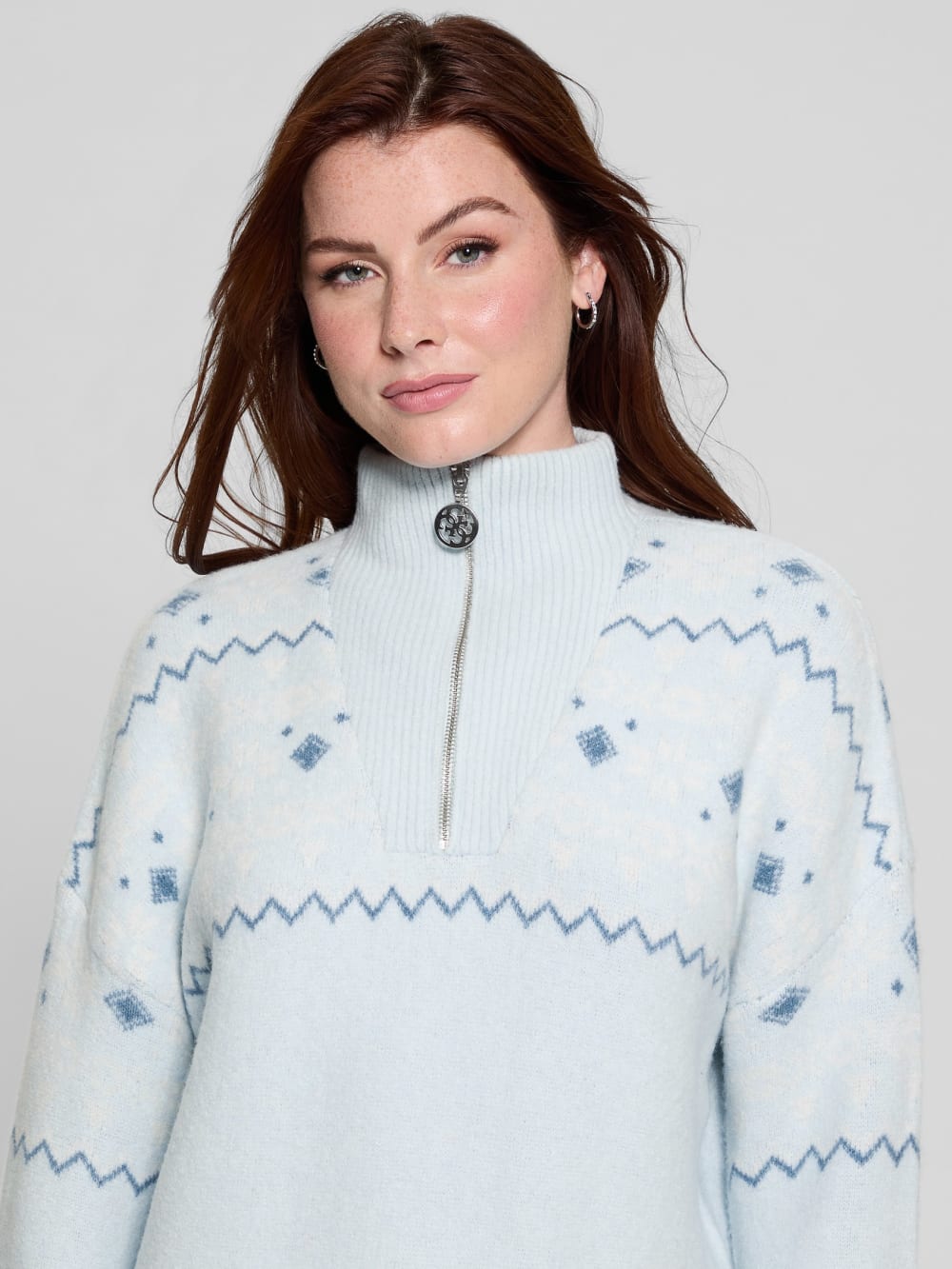 Half-Zip Wool-Blend Pullover Sweater - Guess