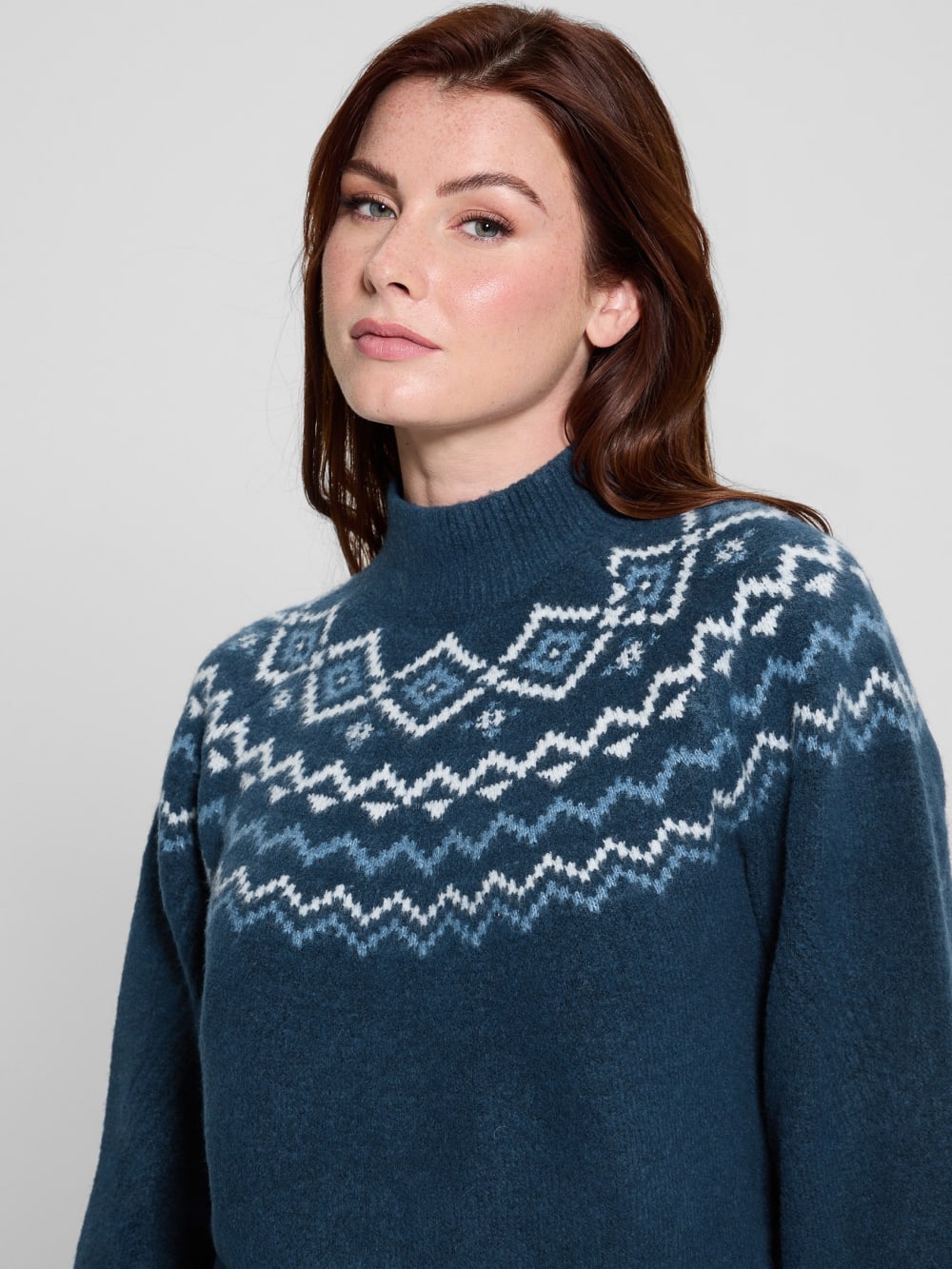 Mock-Neck Wool-Blend Pullover Sweater - Guess
