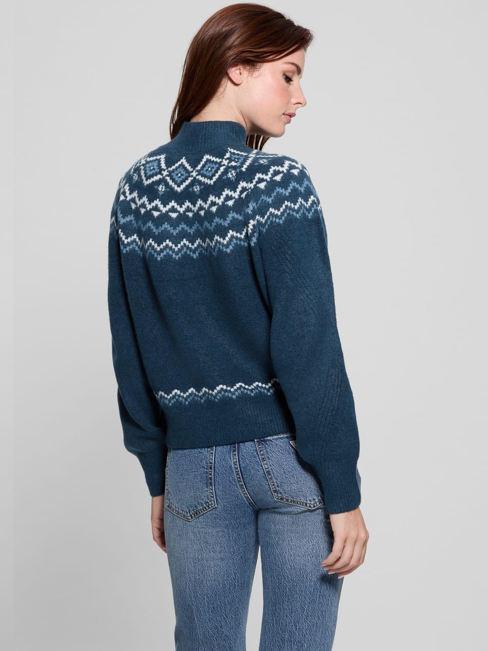 Mock-Neck Wool-Blend Pullover Sweater - Guess