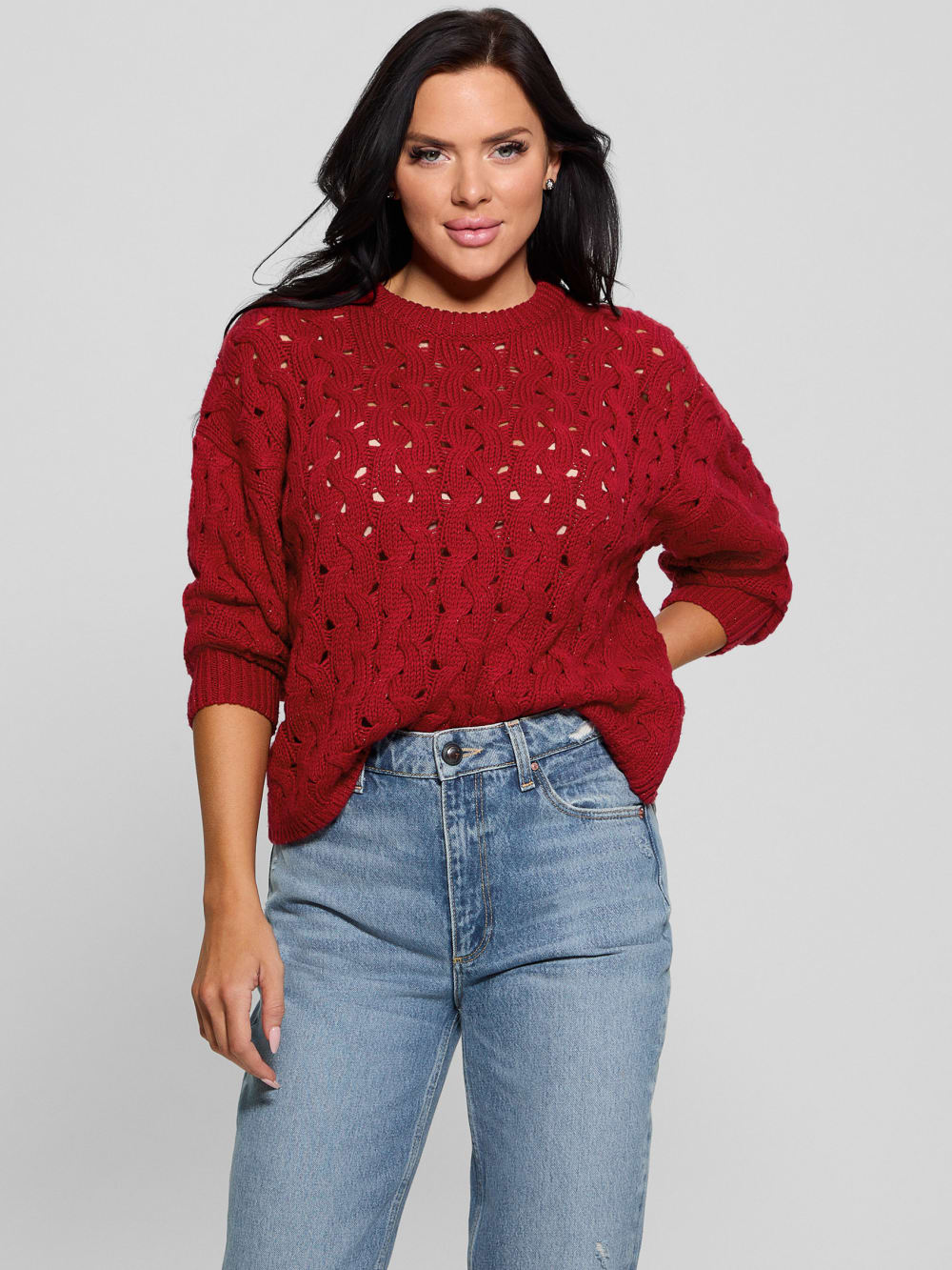 Tawnya Sequin Open-Knit Sweater - Guess