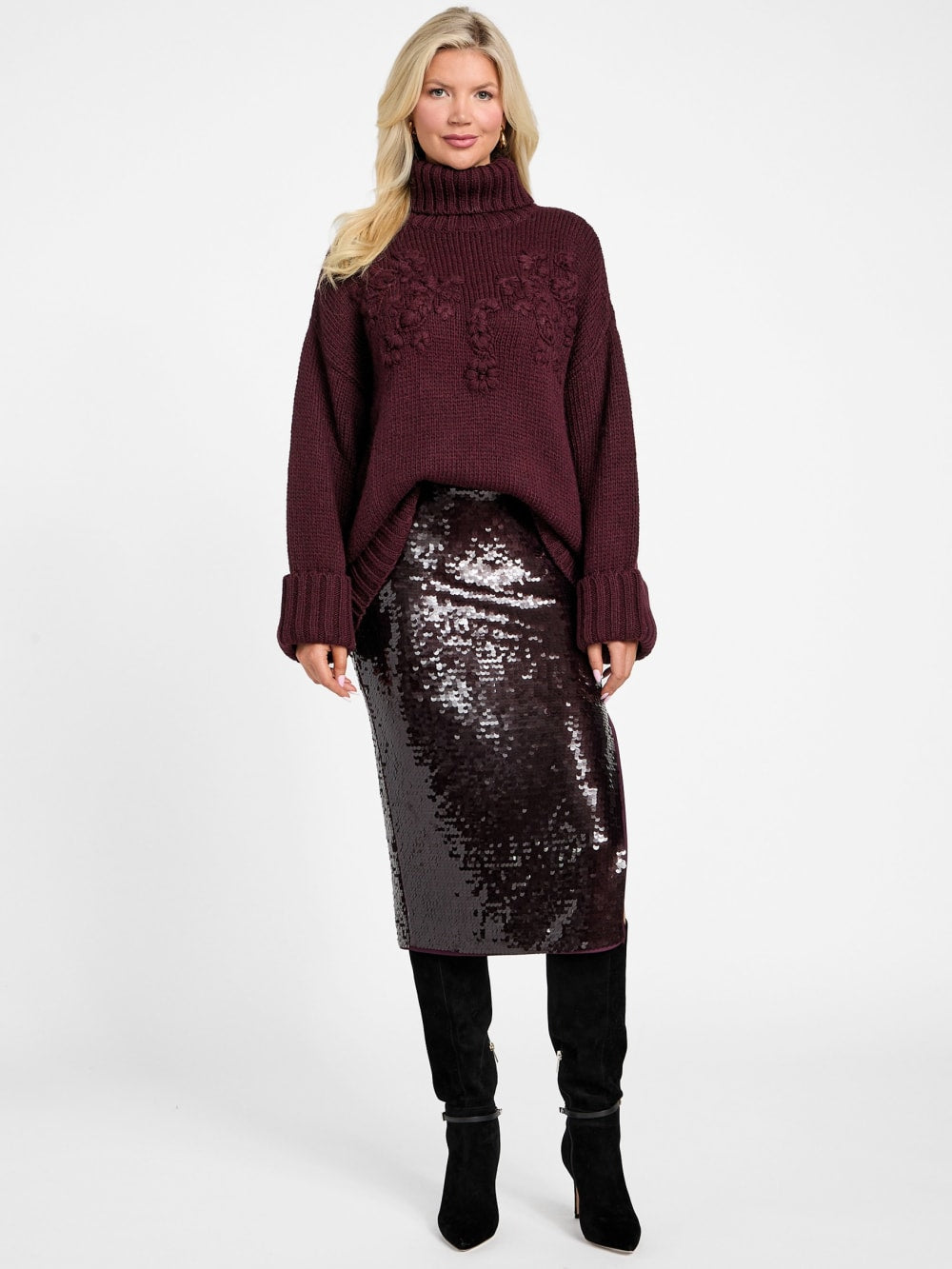 Ahlam Turtleneck Embroidered Sweater - Guess