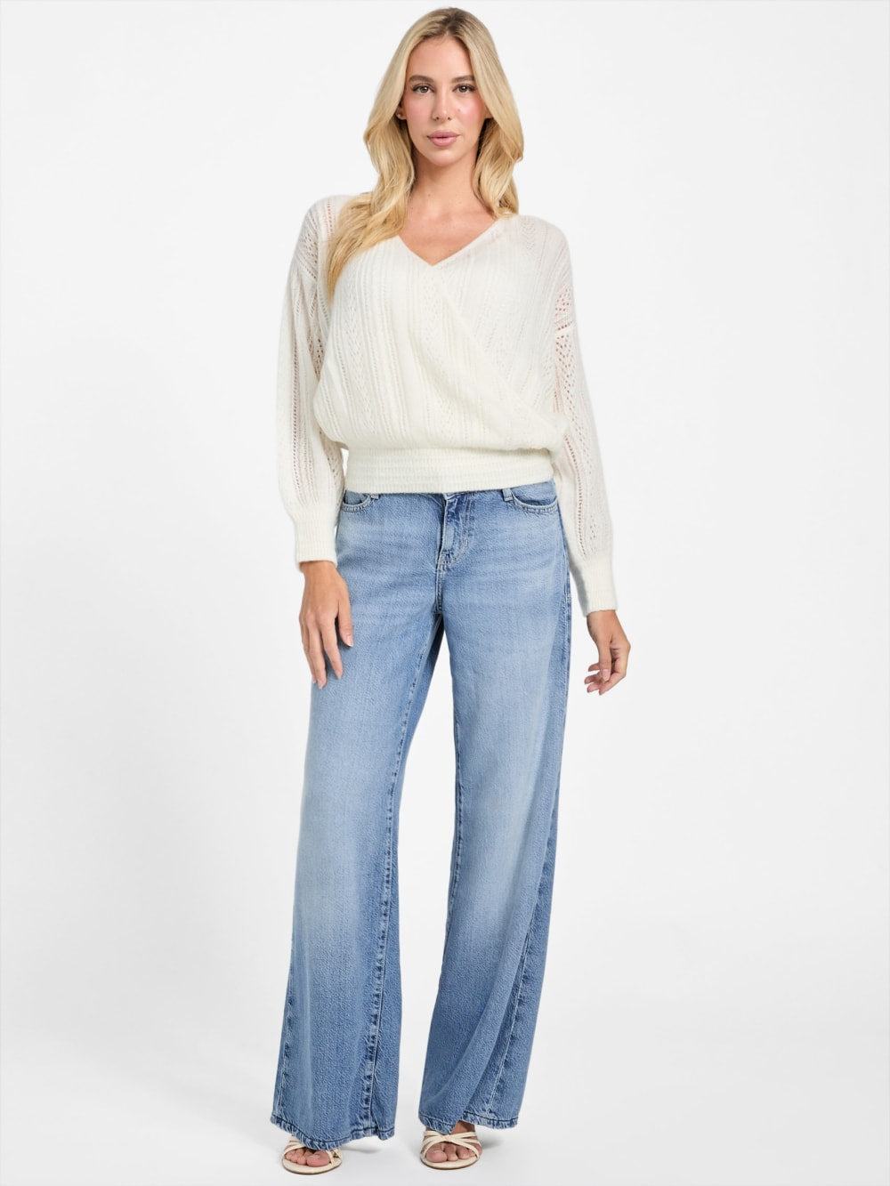 Izabella Wool-Blend Surplice Sweater - Guess