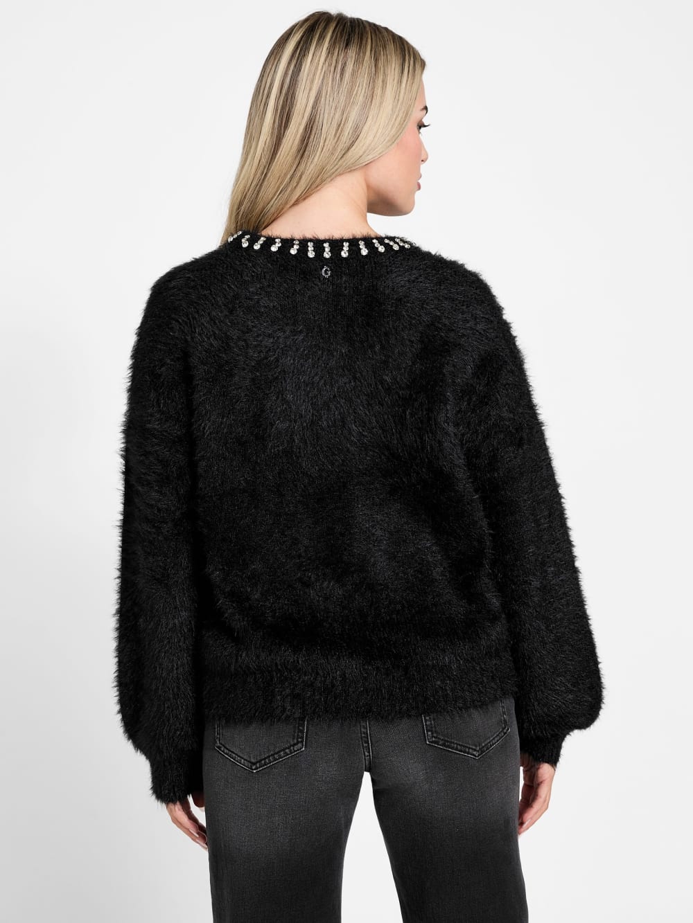 Arisa Rhinestone Neck Sweater - Guess