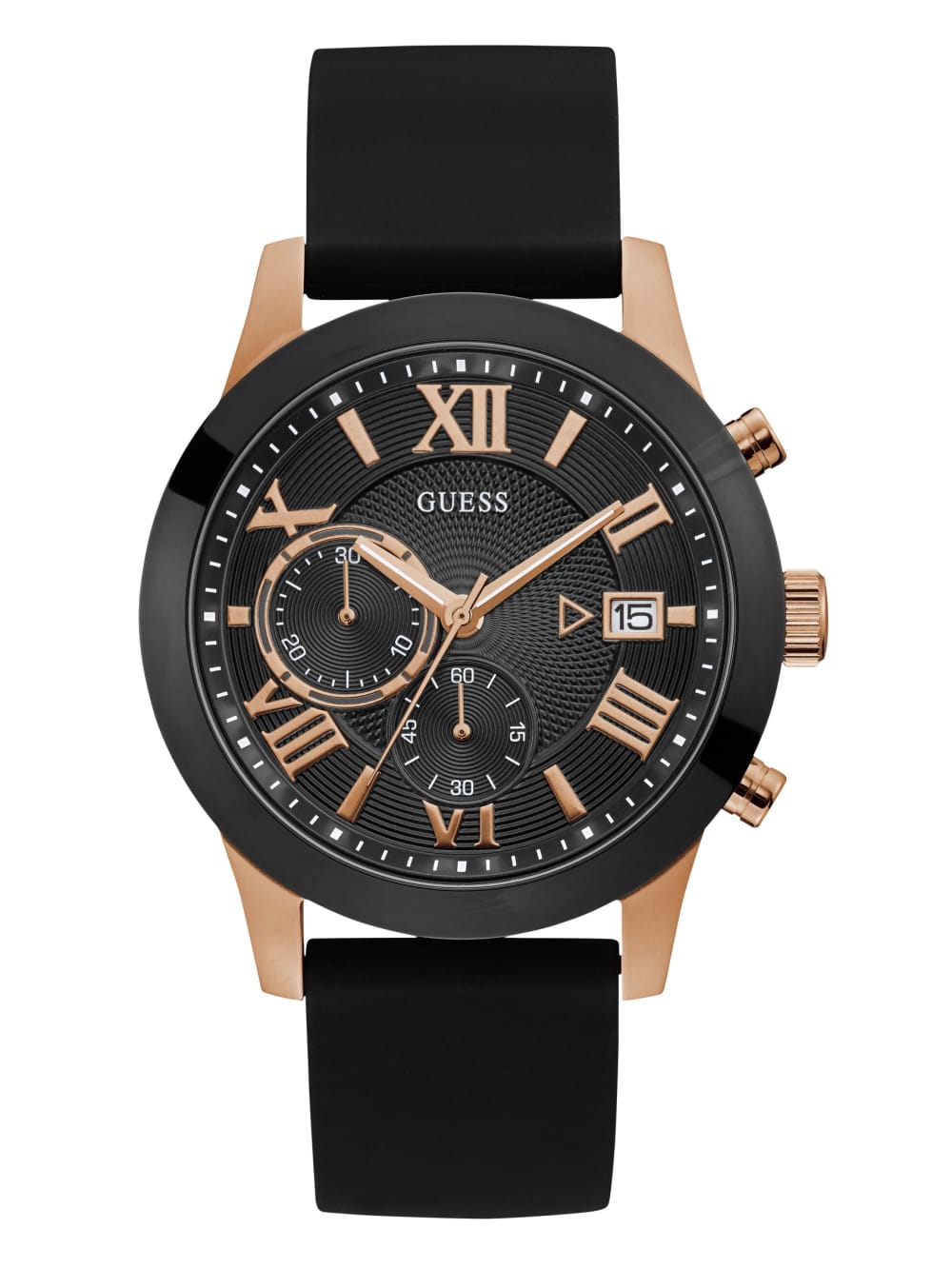 Black and Rose Gold-Tone Multifunction Watch - Guess