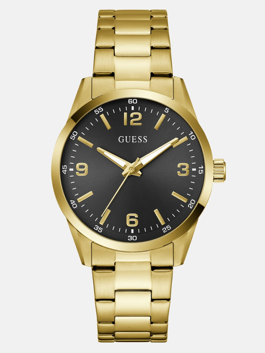 Gold-Tone and Black Analog Watch - Guess