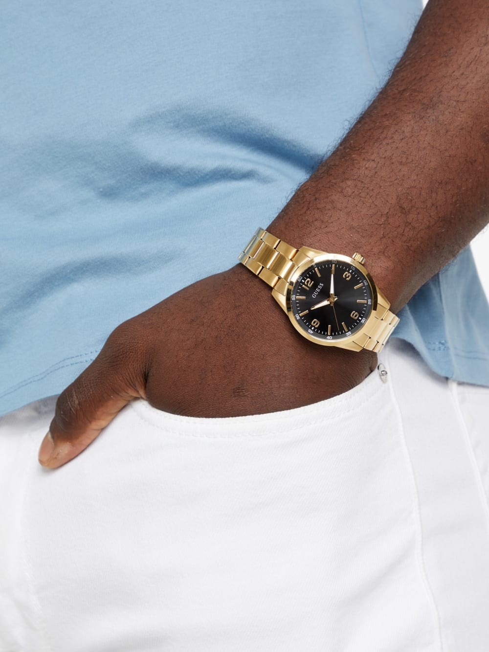 Gold-Tone and Black Analog Watch - Guess