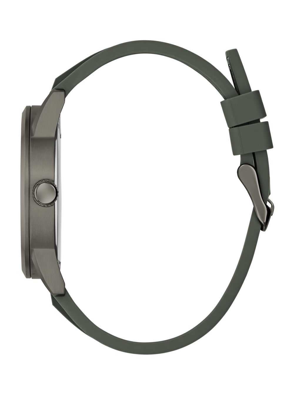 Dark Silver-Tone and Green Silicone Multifunction Watch - Guess