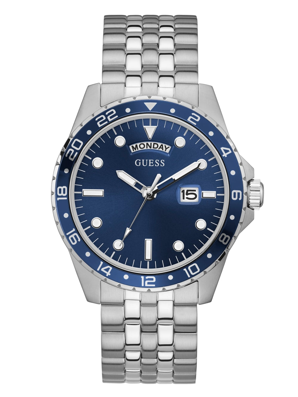 Silver Tone and Blue Sport Watch - Guess