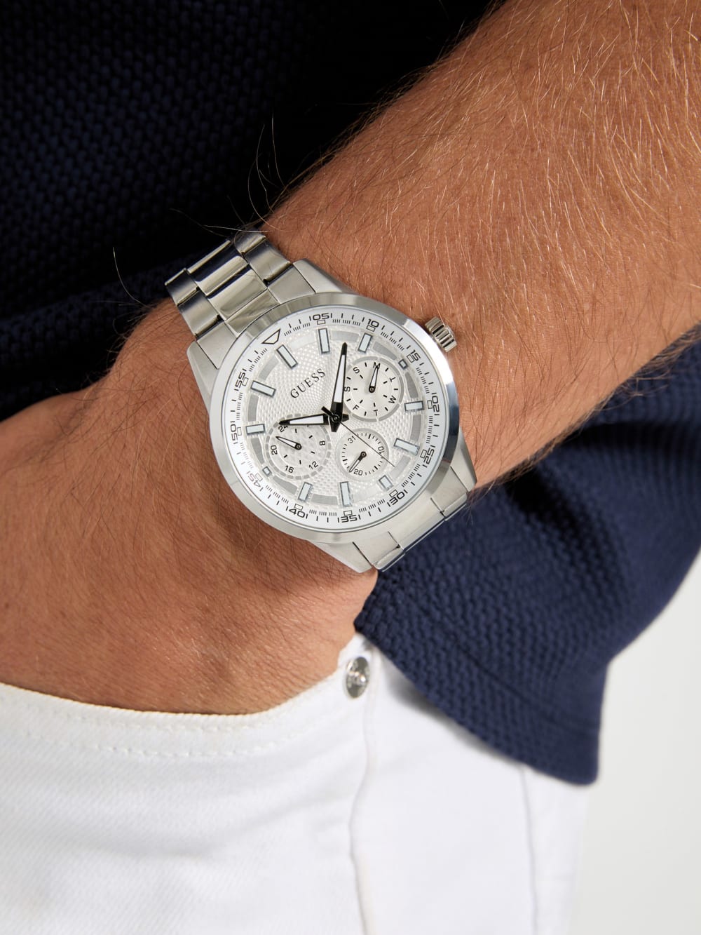 Silver-Tone Multifunction Watch - Guess