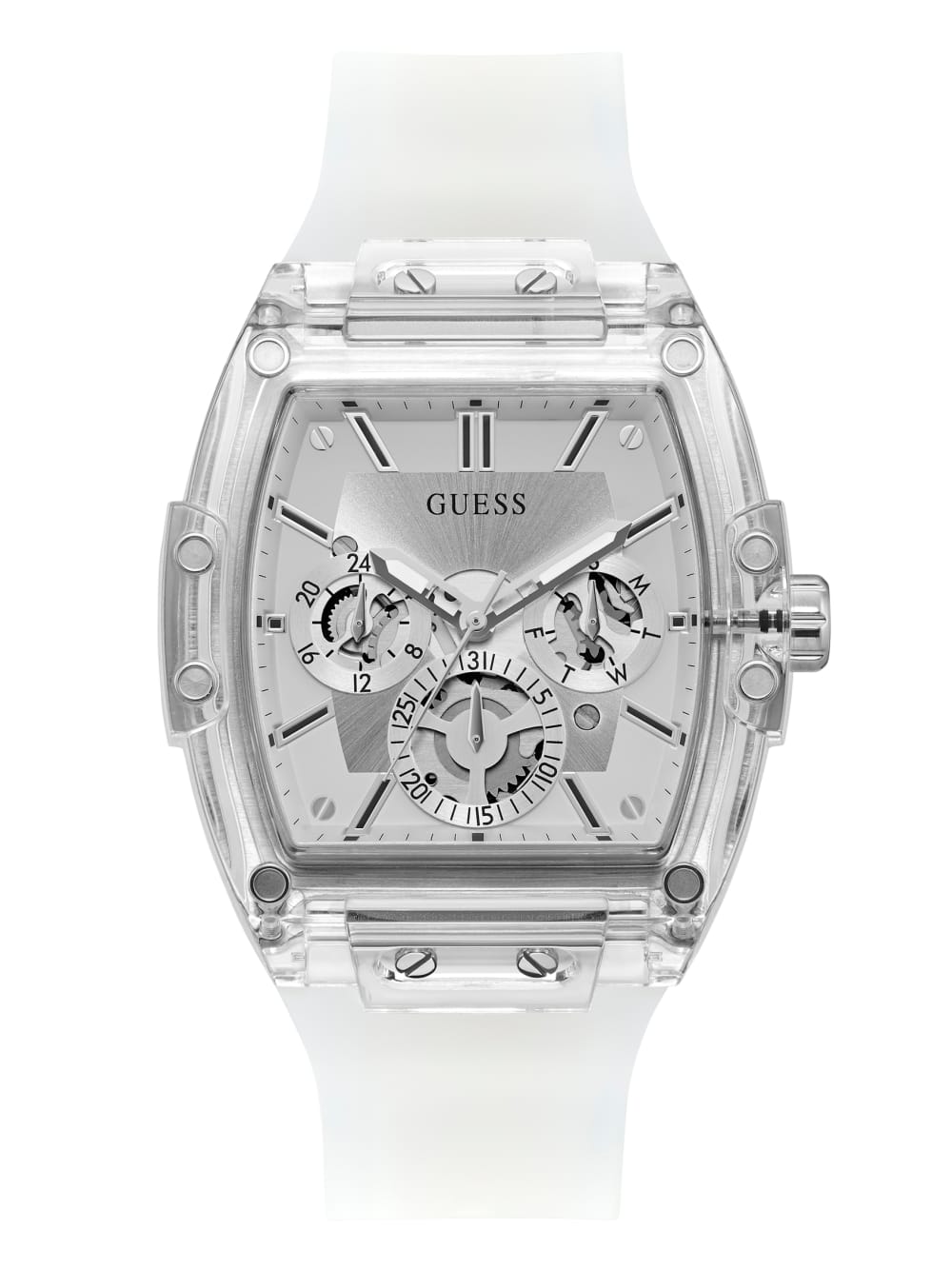 Transparent And Silver-Tone Multifunction Watch - Guess