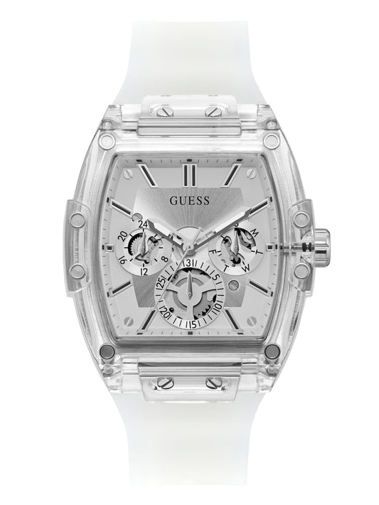 Transparent And Silver-Tone Multifunction Watch - Guess