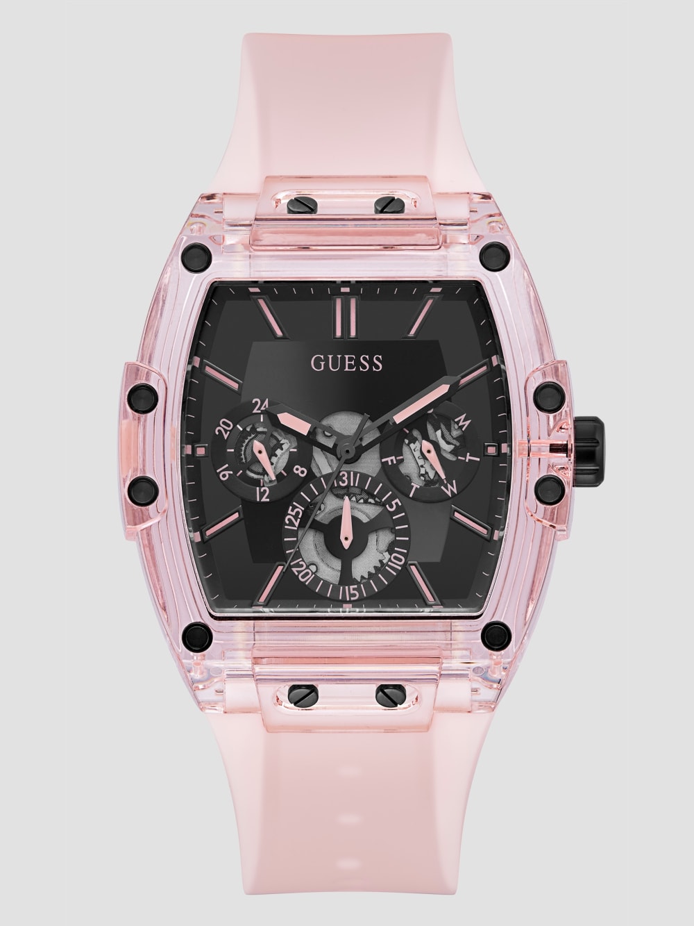 Pink Plastic and Silicone Multifunction Watch - Guess