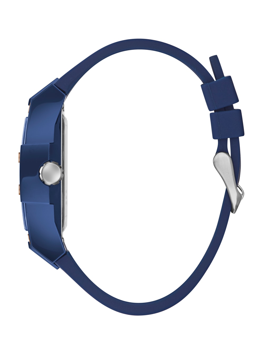 Rose Gold-Tone and Blue Silicone Multifunction Watch - Guess