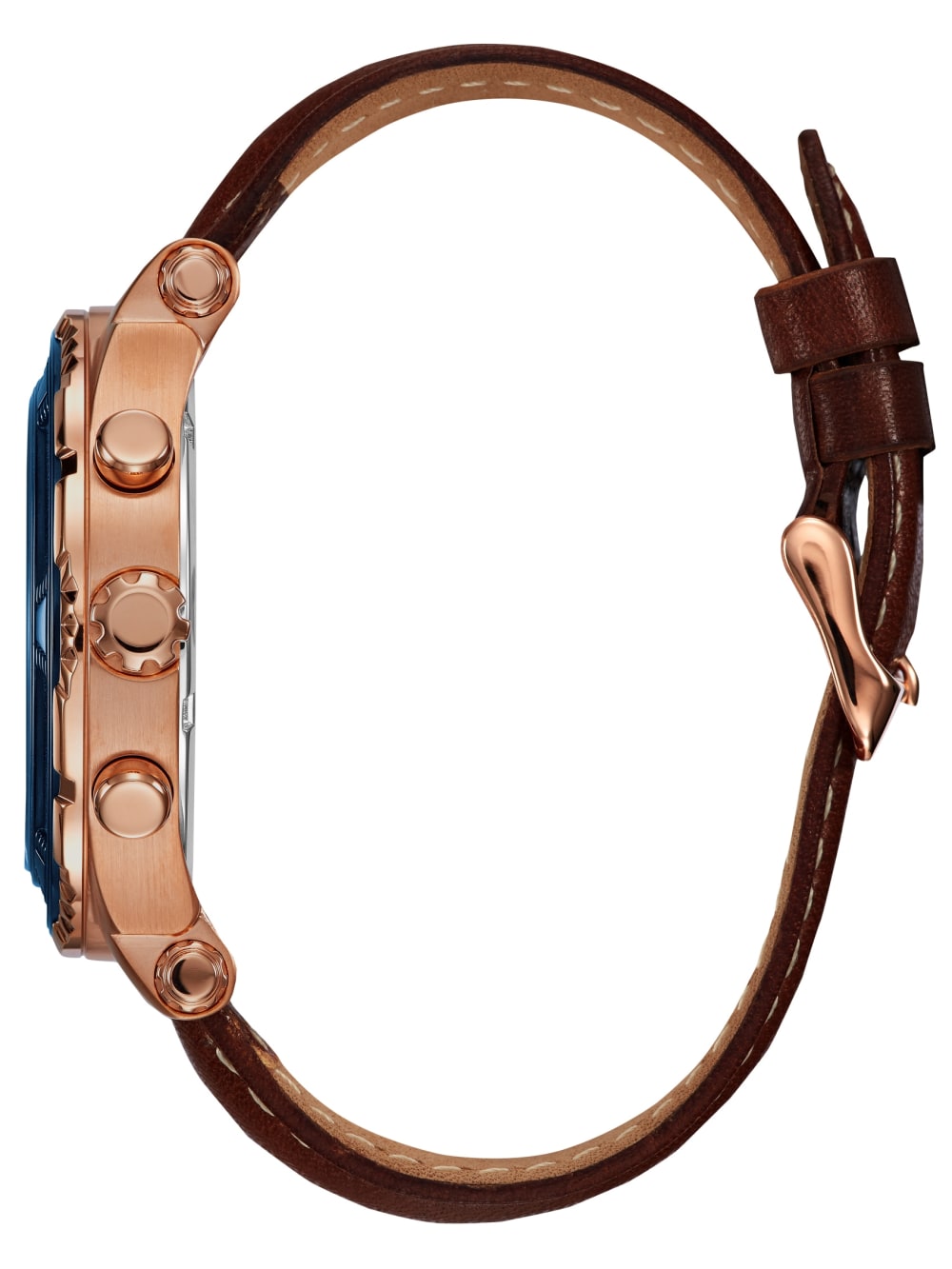 Brown and Rose Gold-Tone Leather Sport Watch - Guess