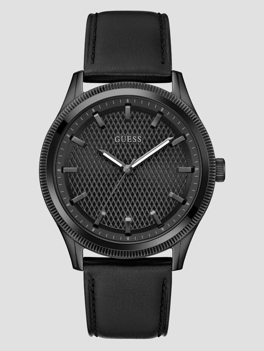 Black Leather Analog Watch - Guess