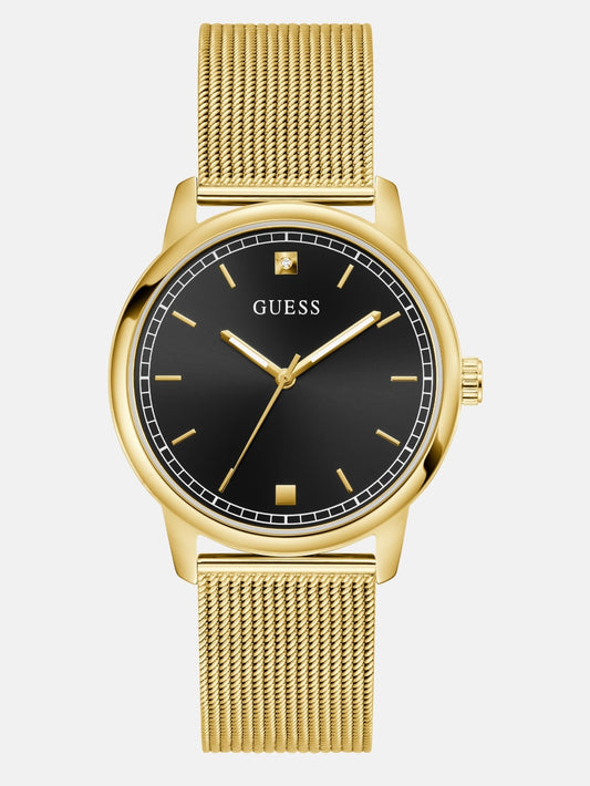 Gold-Tone and Black Analog Watch - Guess