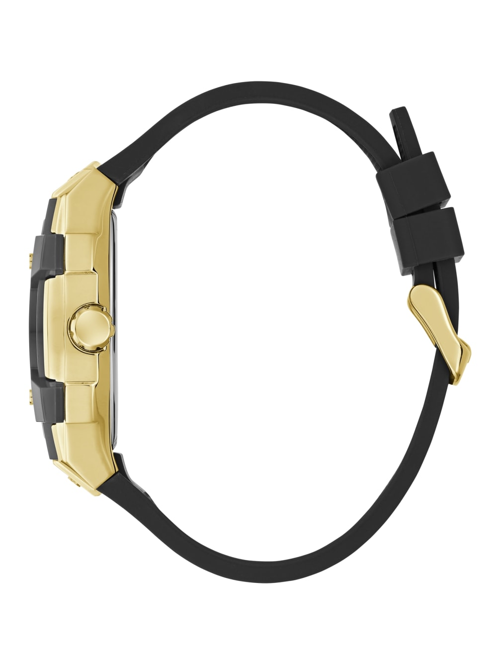 Gold-Tone and Black Silicone Multifunction Watch - Guess