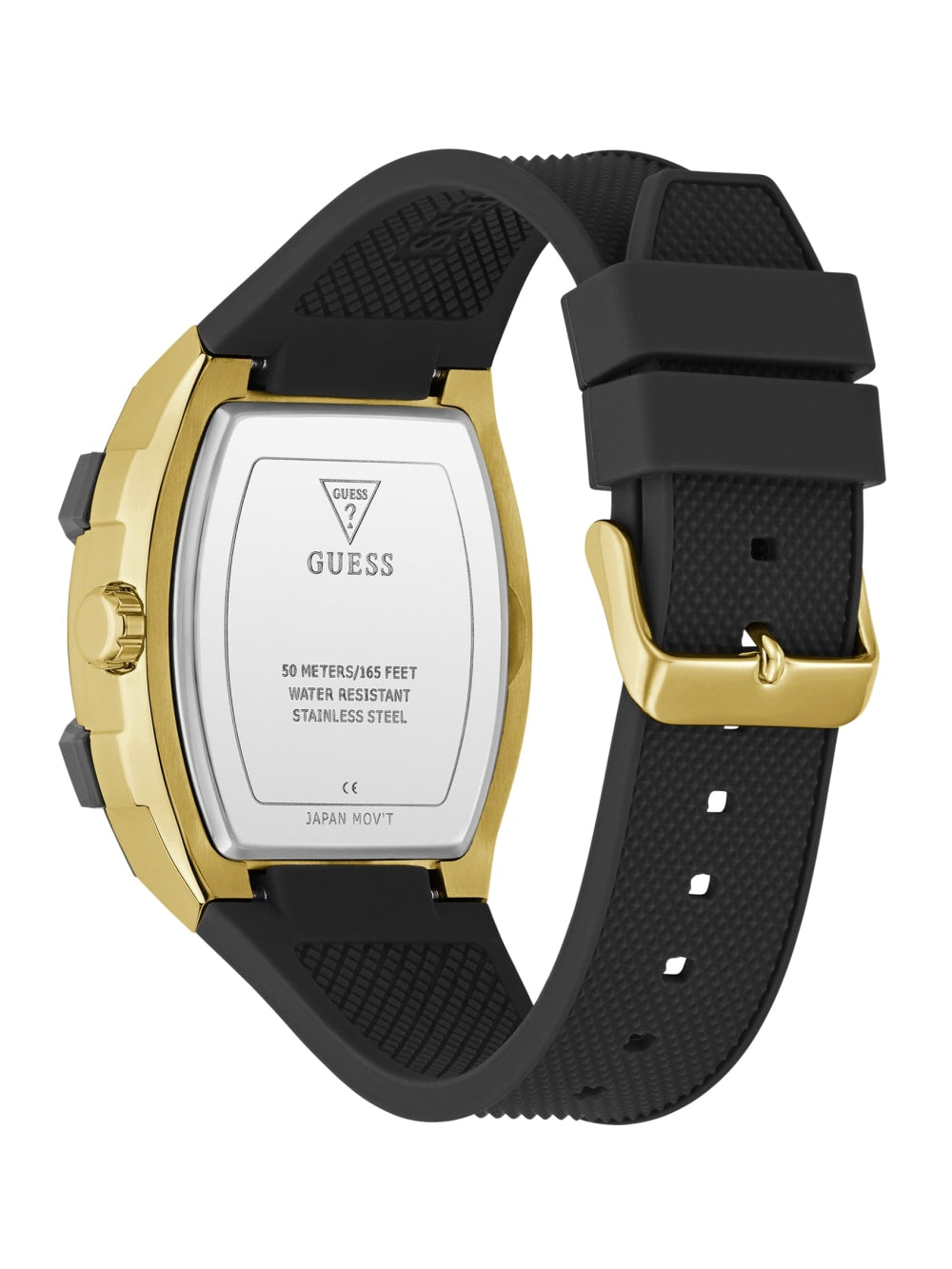 Gold-Tone and Black Silicone Multifunction Watch - Guess