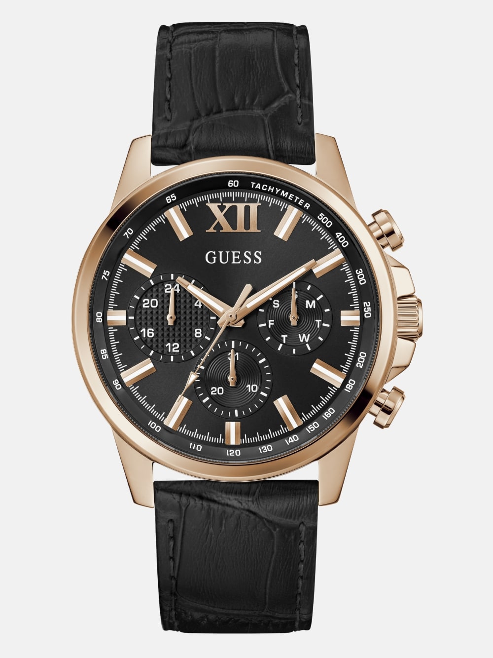 Rose Gold-Tone Leather Multifunction Watch - Guess