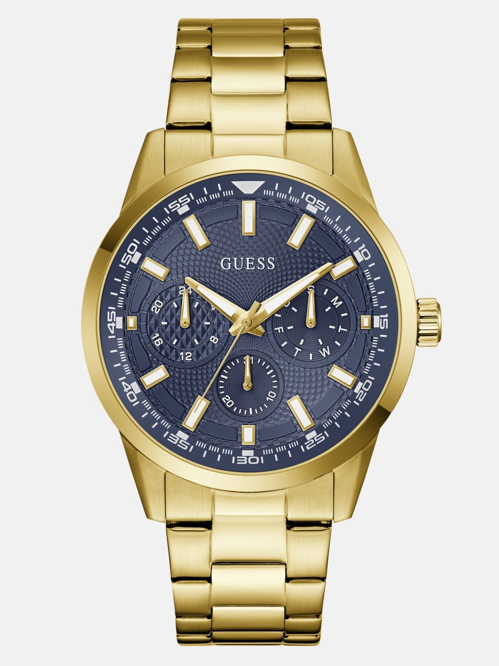 Gold-Tone and Blue Multifunction Watch - Guess