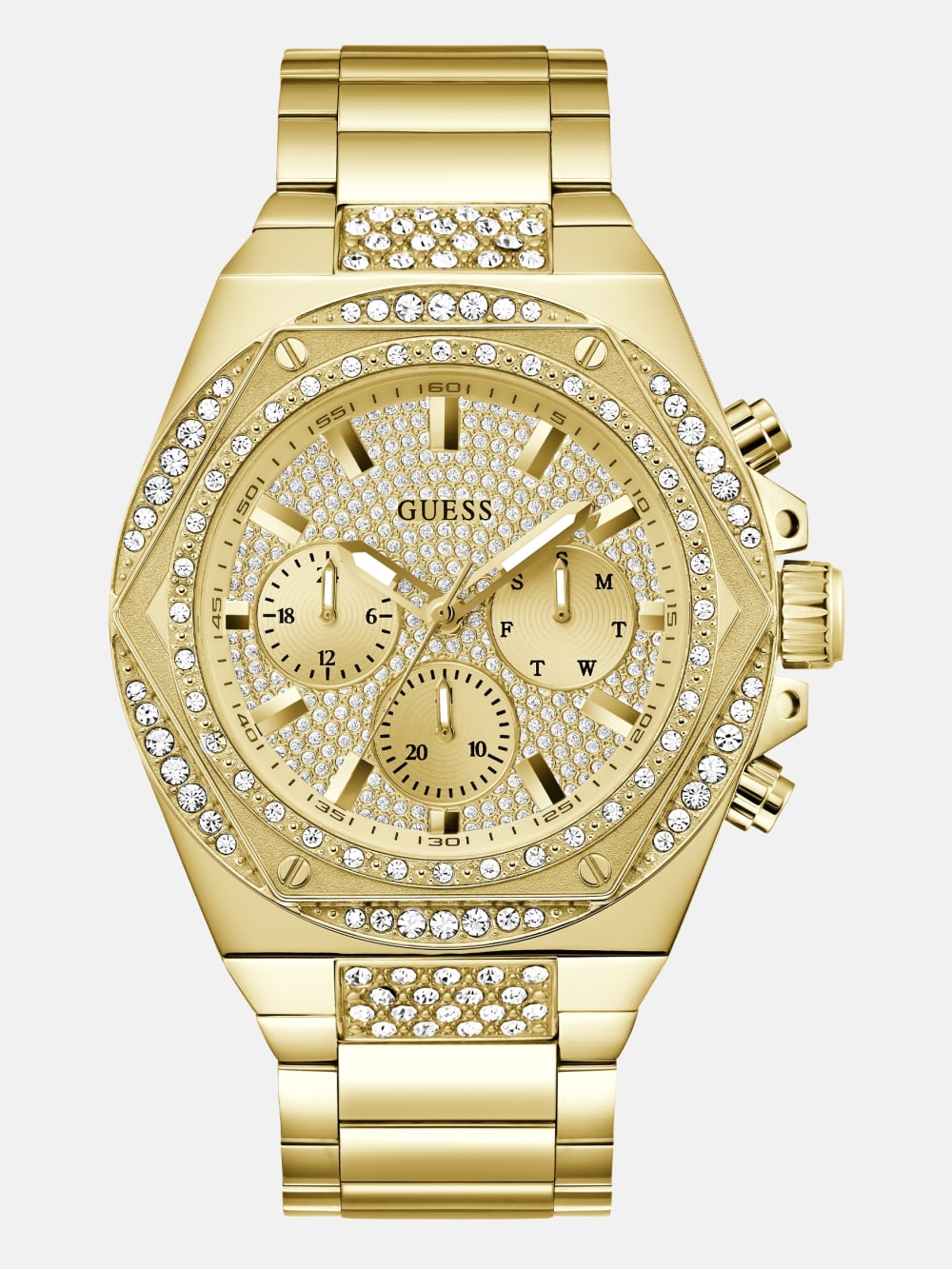 Gold-Tone Rhinestone Multifunction Watch - Guess