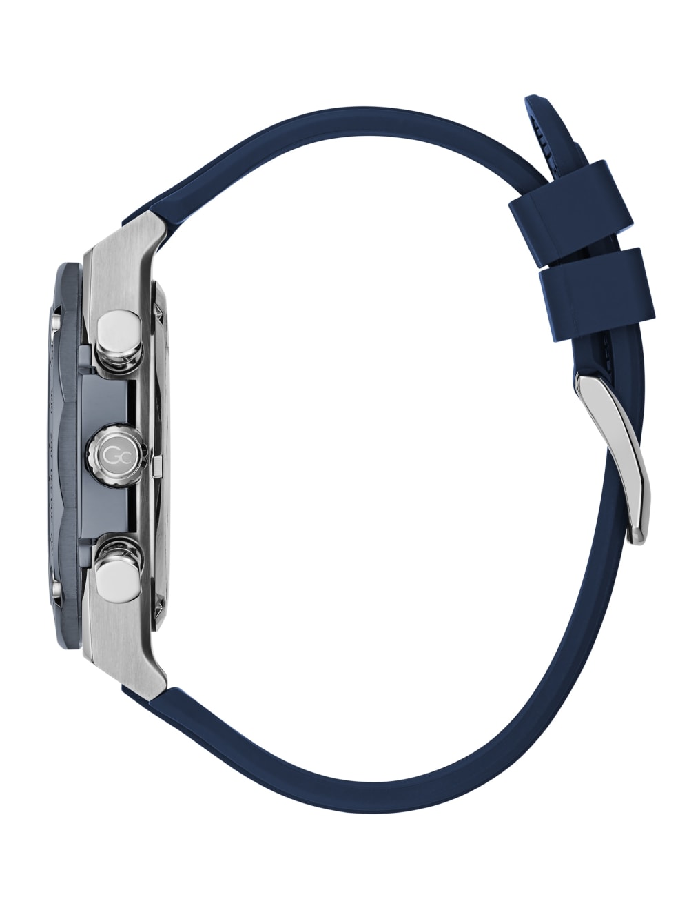 Gc Silver-Tone and Blue Chronograph Watch - Guess