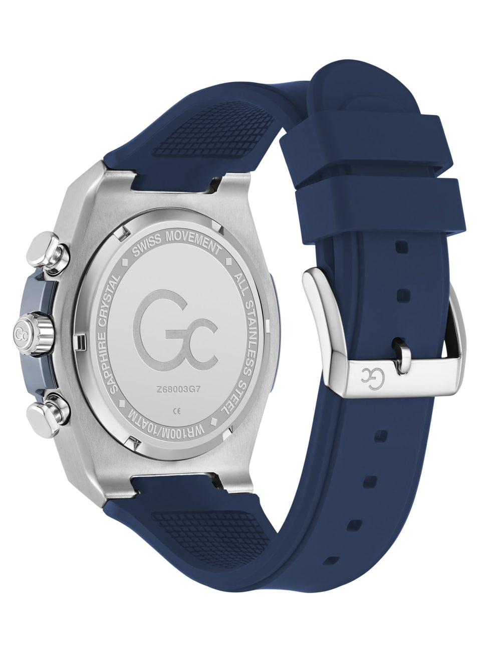 Gc Silver-Tone and Blue Chronograph Watch - Guess