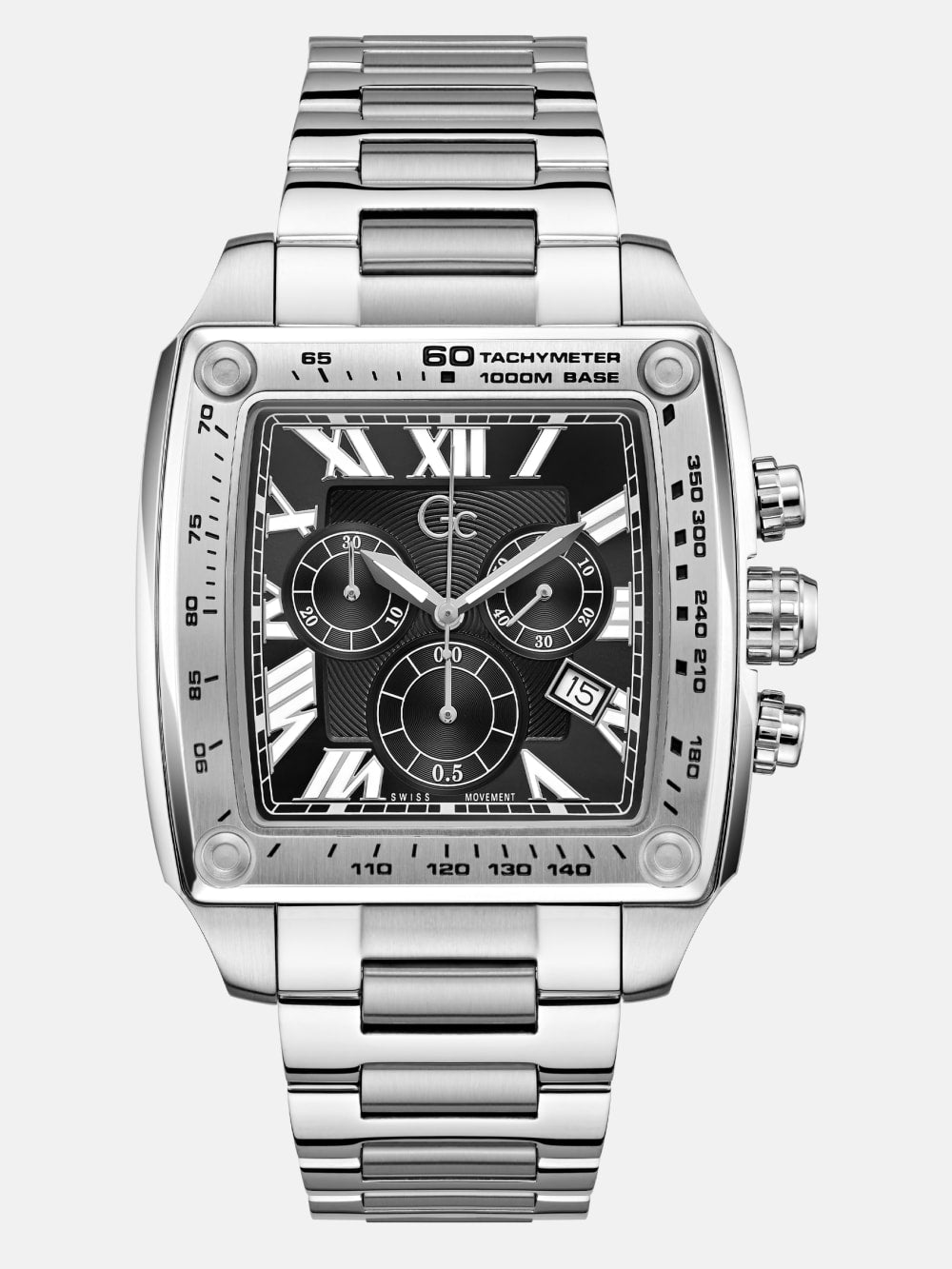 Silver-Tone Square Multifunction Watch - Guess