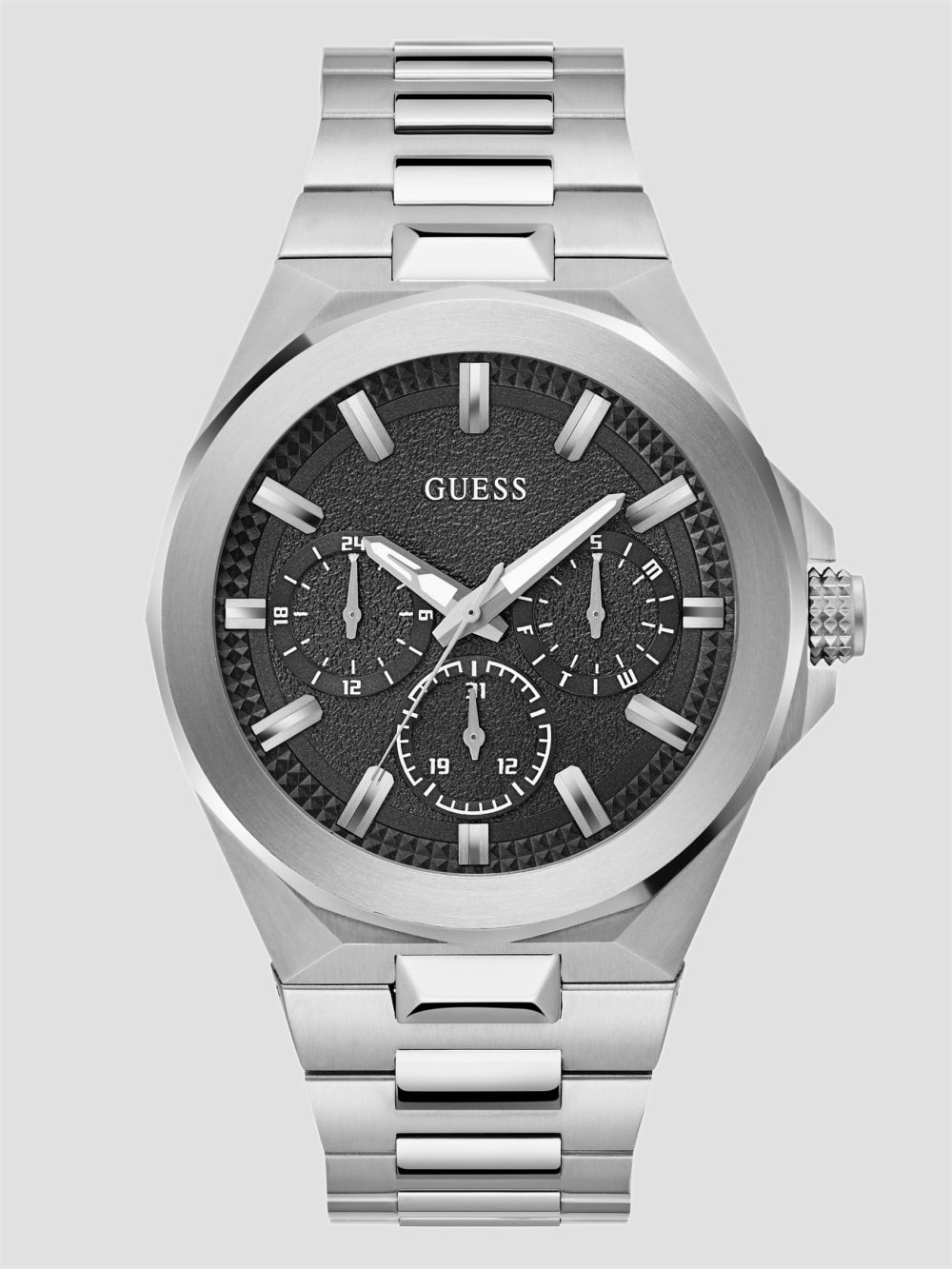 Silver-Tone and Black Multifunction Watch - Guess