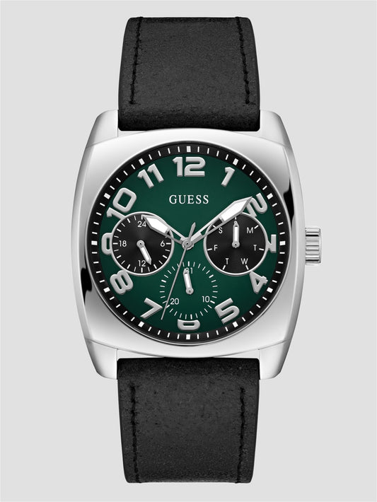 Silver-Tone and Green Multifunction Watch - Guess