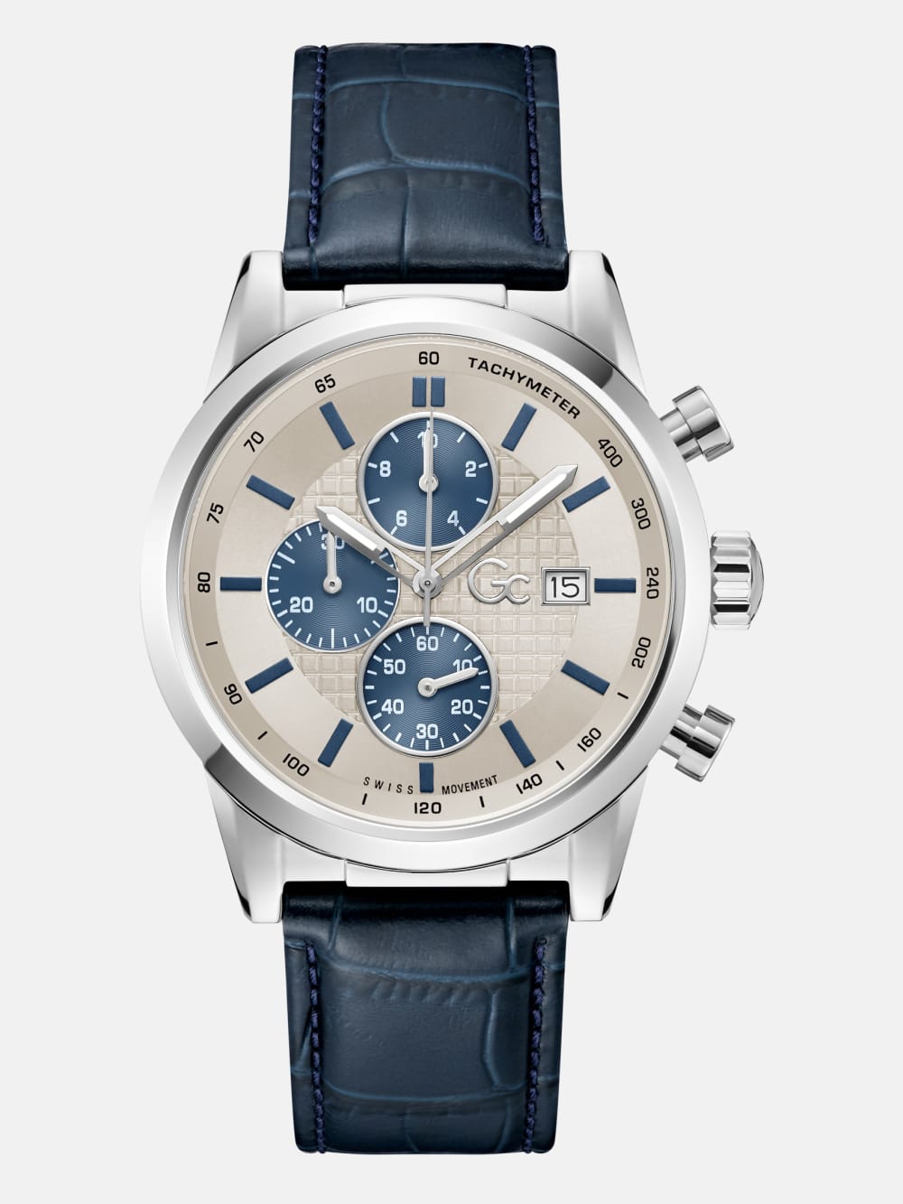 Silver-Tone Multifunction Leather Watch - Guess