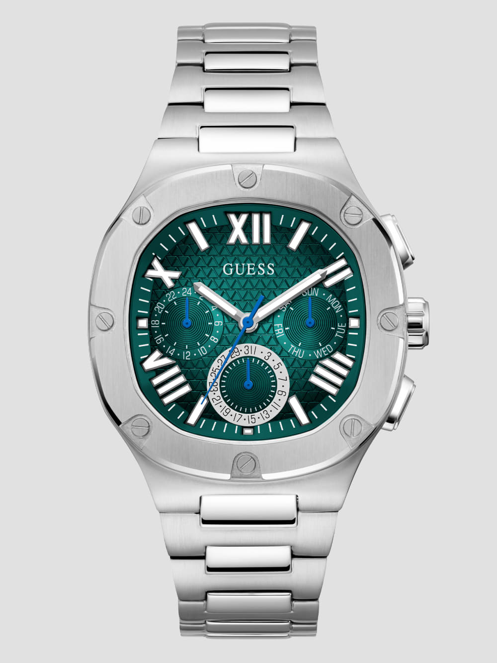 Silver-Tone Square Multifunction Watch - Guess