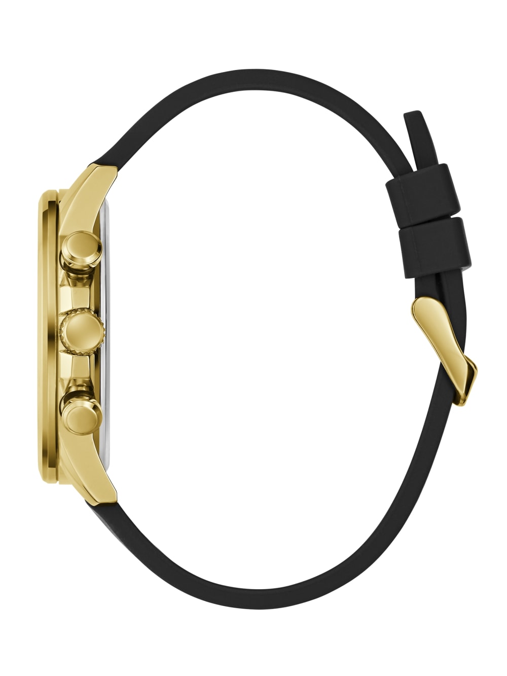 Gold-Tone and Black Silicone Multifunction Watch - Guess