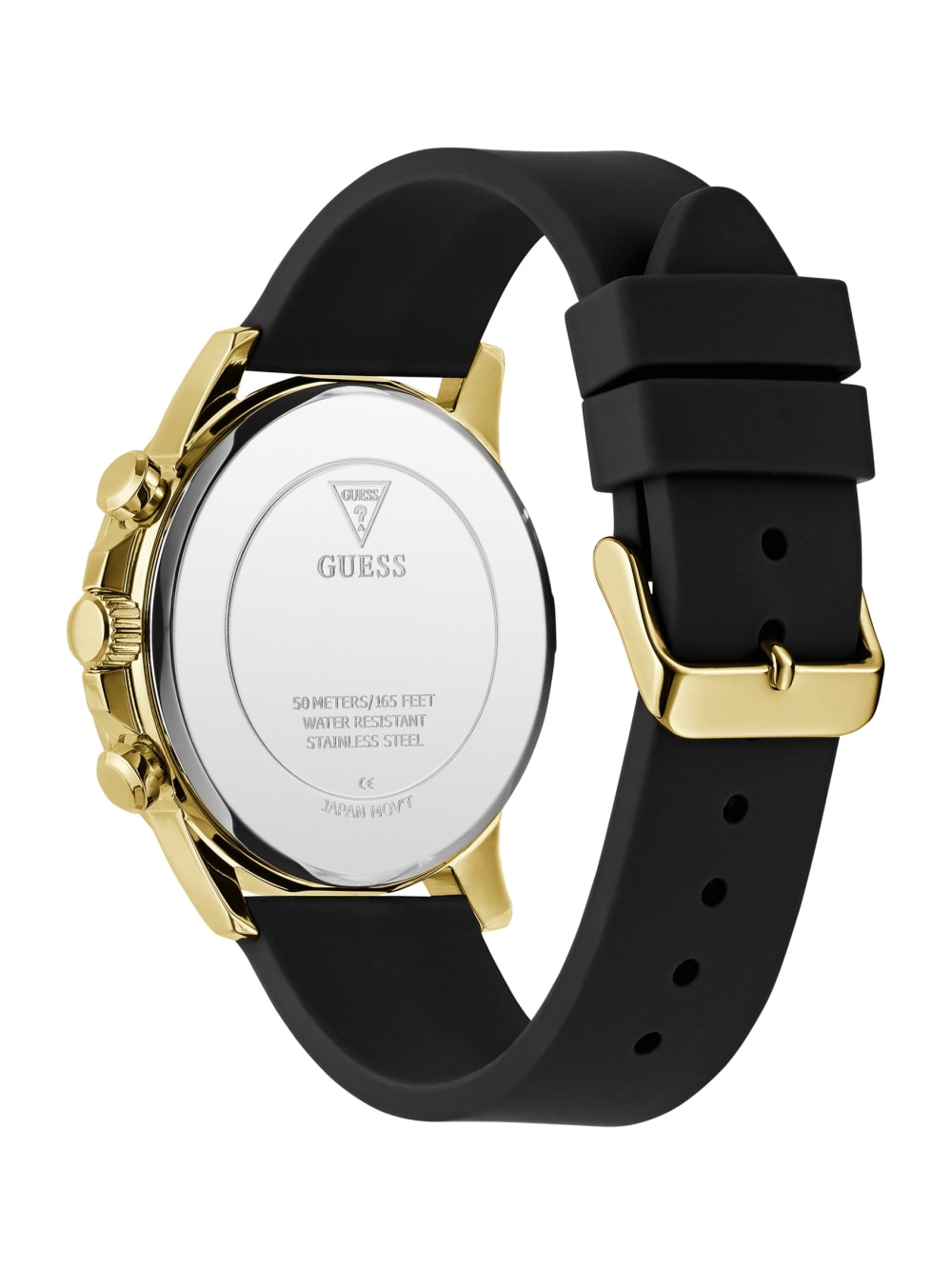 Gold-Tone and Black Silicone Multifunction Watch - Guess
