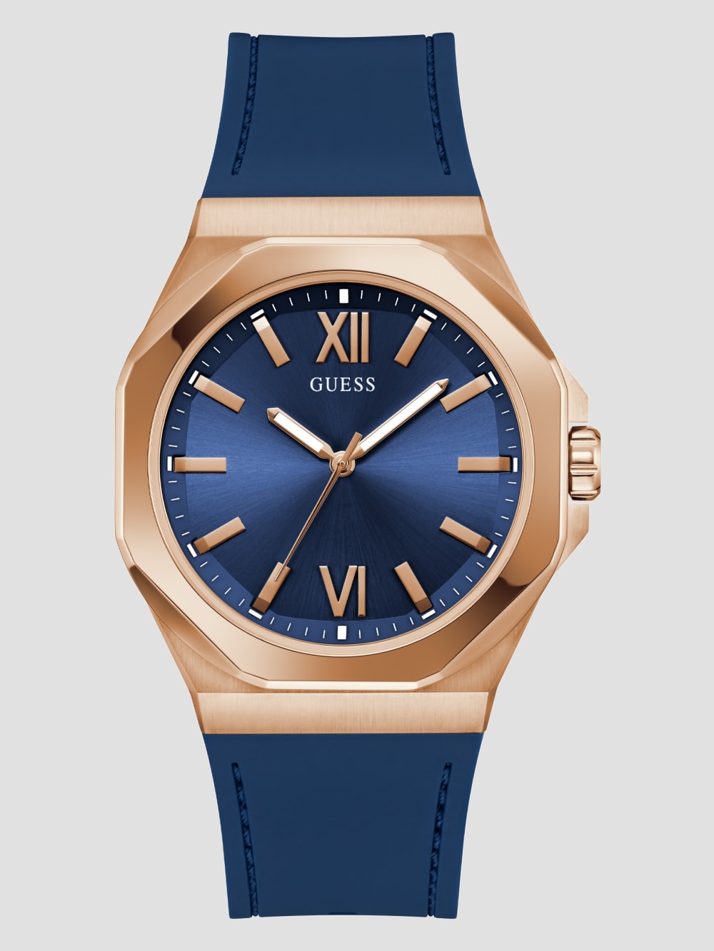 Rose Gold-Tone and Blue Analog Watch - Guess