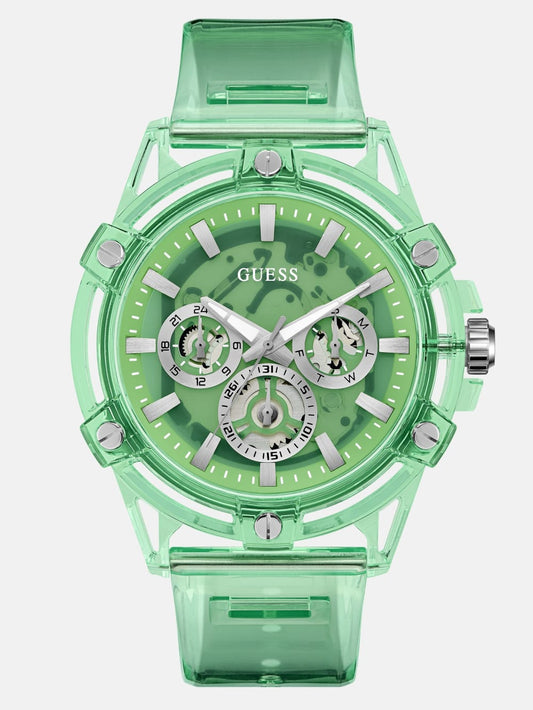 Transparent Green Multifunction Watch - Guess