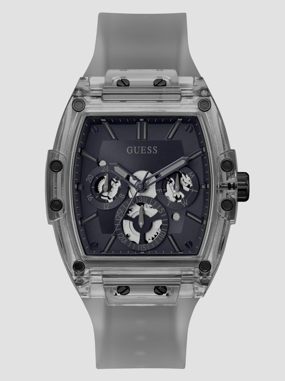 Gray Plastic and Silicone Multifunction Watch - Guess