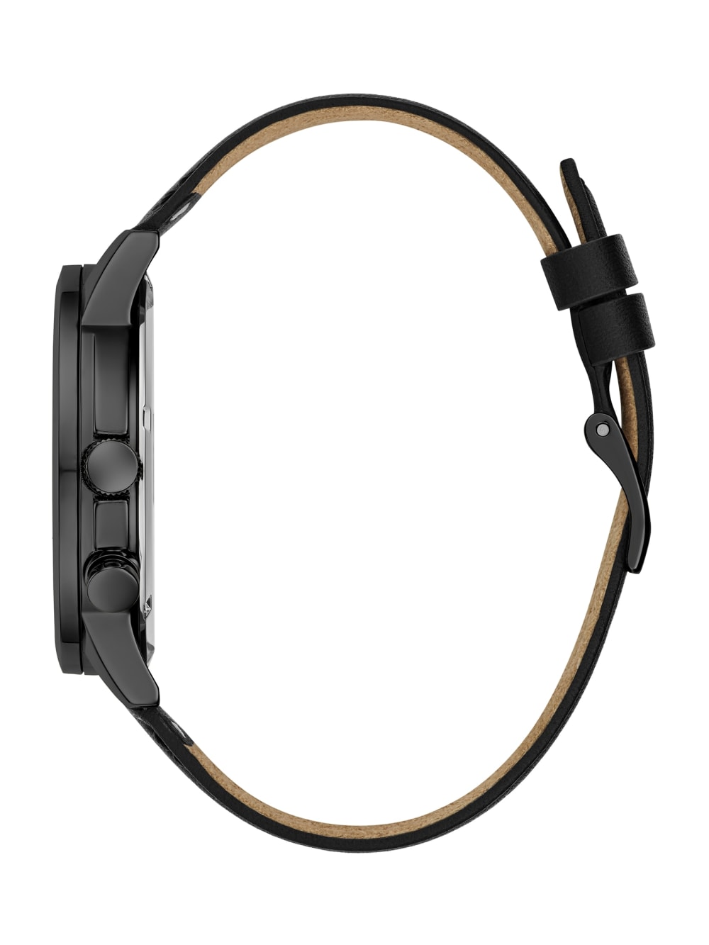 Black Leather Multifunction Watch - Guess