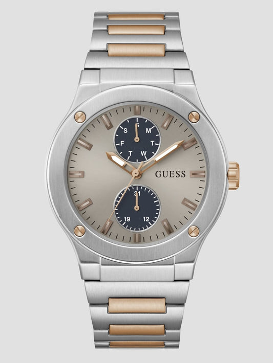 Silver and Rose Gold-Tone Multifunction Watch - Guess