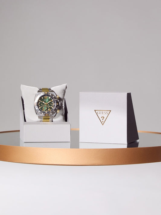 Two-Tone Green Multifunction Watch - Guess