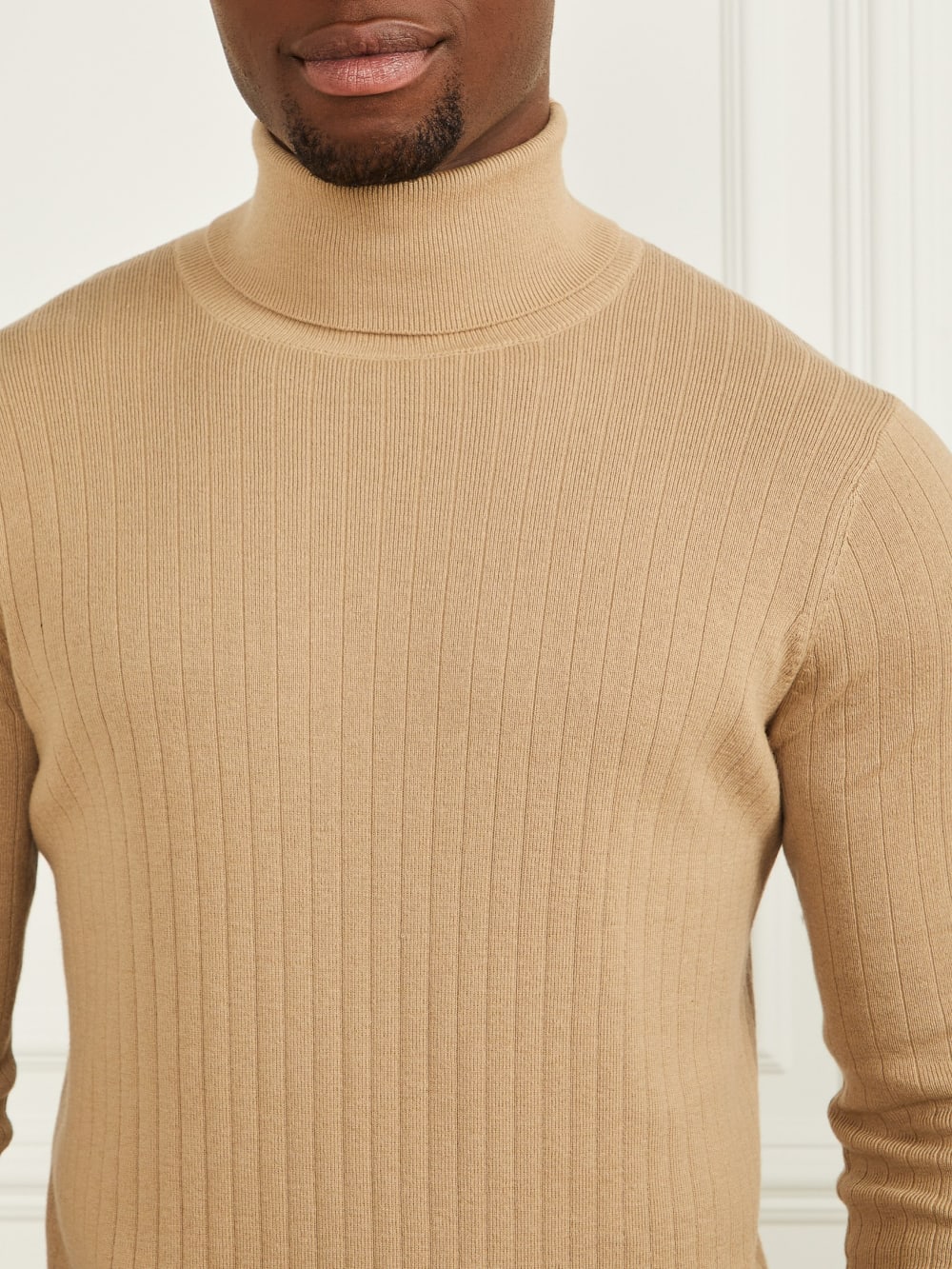 Turtleneck Wool-Blend Ribbed Sweater - Guess