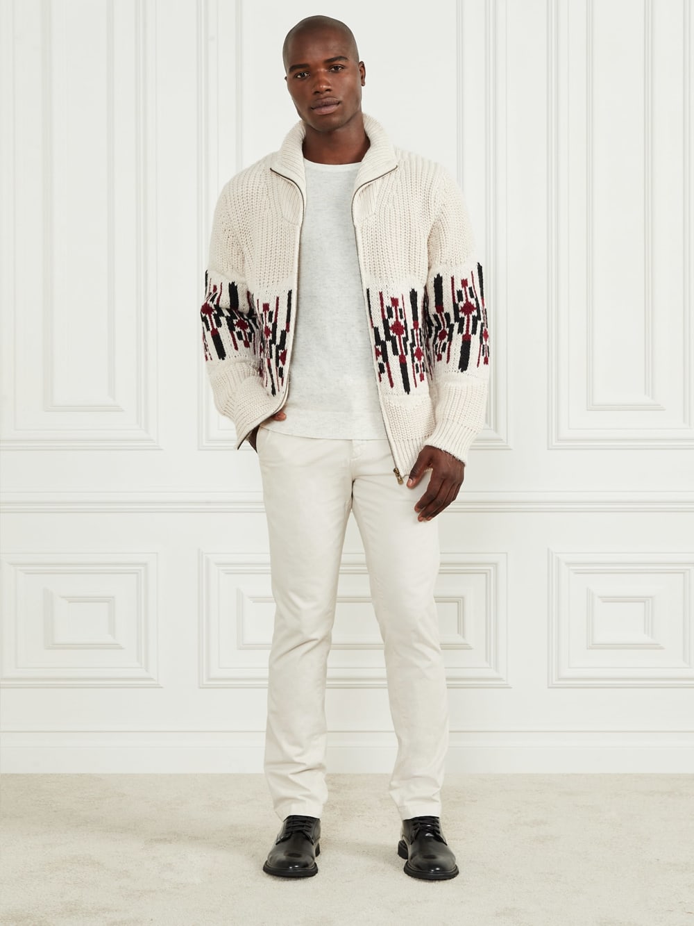 Jacquard High Neck Cardigan - Guess