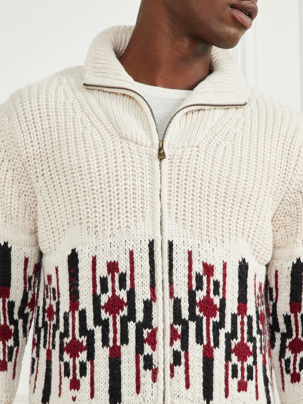 Jacquard High Neck Cardigan - Guess