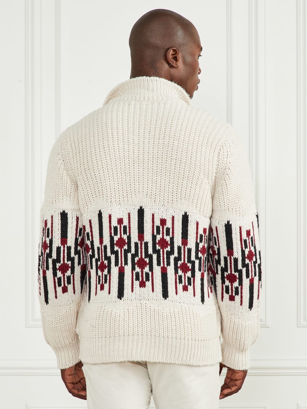 Jacquard High Neck Cardigan - Guess